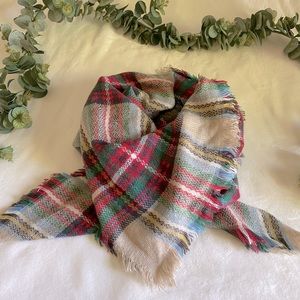 Plaid blanket scarf